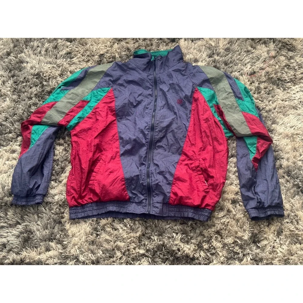 XL Vintage J. C. Penny USA Olympic Full Zip Retro Colorblock Windbreaker Jacket
